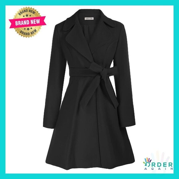 Jackets & Blazers - A-Line Peacoat Dress Coat Belted Notch Lapel Elegant Classic Trench